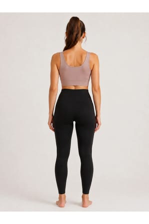 Kadın Düz Kalın Askılı Destekli Crop Sporcu Büstiyeri Esnek Günlük Fitness Üst