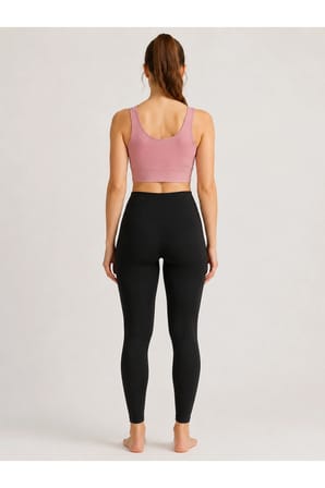 Kadın Düz Kalın Askılı Destekli Crop Sporcu Büstiyeri Esnek Günlük Fitness Üst