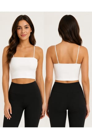 Kadın İnce Askılı Fitilli Crop Büstiyer Dikişsiz Esnek Günlük Spor Atlet
