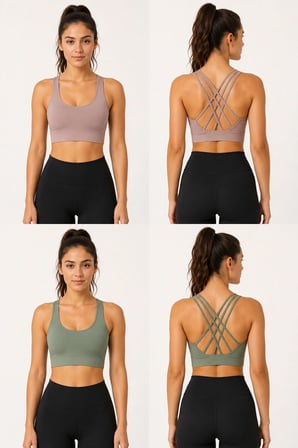 Kadın Çapraz Sırtlı Çoklu Askılı Sporcu Büstiyer Fitness Pilates Crop Top
