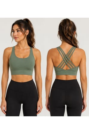 Kadın Çapraz Sırtlı Çoklu Askılı Sporcu Büstiyer Fitness Pilates Crop Top