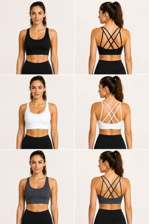 Kadın Çapraz Sırtlı Çoklu Askılı Sporcu Büstiyer Fitness Pilates Crop Top