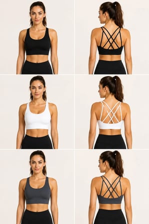 Kadın Çapraz Sırtlı Çoklu Askılı Sporcu Büstiyer Fitness Pilates Crop Top