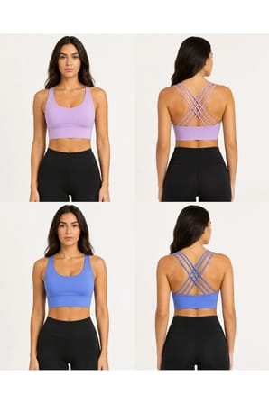 Kadın Çapraz Sırtlı Çoklu Askılı Sporcu Büstiyer Fitness Pilates Crop Top