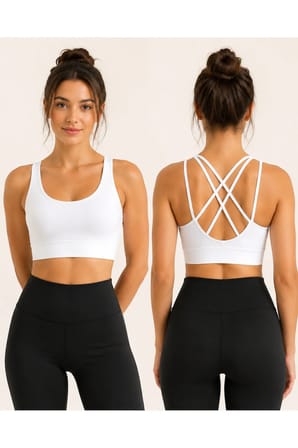 Kadın Çapraz Sırtlı Çoklu Askılı Sporcu Büstiyer Fitness Pilates Crop Top