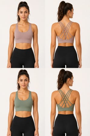 Kadın Çapraz Sırtlı Çoklu Askılı Sporcu Büstiyer Fitness Pilates Crop Top