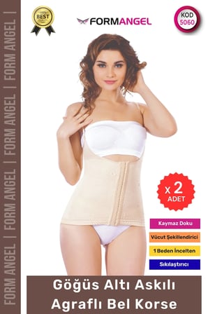 #Korse Vücut Şekillendiren Toparlayıcı Kadın Göğüs Altı Askılı Agraflı Bel Korse - 2 Adet