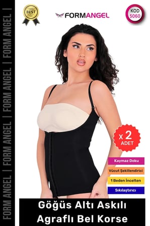 #Korse Vücut Şekillendiren Toparlayıcı Kadın Göğüs Altı Askılı Agraflı Bel Korse - 2 Adet