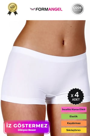 #KadınBoxer Toparlayıcı Şekillendirici Seamless Kaymaz Kadın Dikişsiz Boxer İç Çamaşırı - 4 Adet
