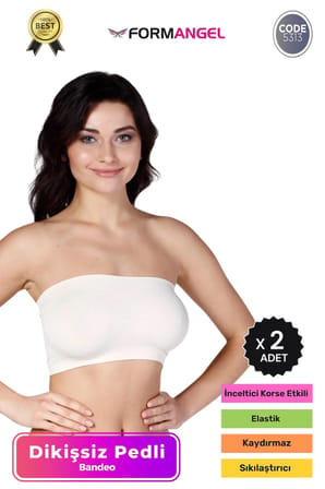 #Bandeo Seamless Toparlayıcı Kadın Basic Örme Dikişsiz Pedli Bandeo Büstiyer - 2 Adet