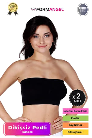 #Bandeo Seamless Toparlayıcı Kadın Basic Örme Dikişsiz Pedli Bandeo Büstiyer - 2 Adet