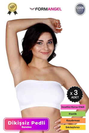 #Bandeo Seamless Toparlayıcı Kadın Basic Örme Dikişsiz Pedli Bandeo Büstiyer - 3 Adet