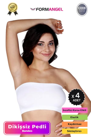 #Bandeo Seamless Toparlayıcı Kadın Basic Örme Dikişsiz Pedli Bandeo Büstiyer - 4 Adet