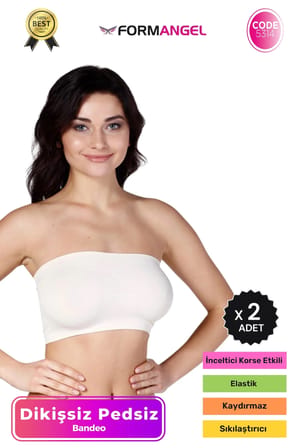 #Bandeo Seamless Toparlayıcı Kadın Basic Örme Dikişsiz Pedsiz Bandeo Büstiyer - 2 Adet