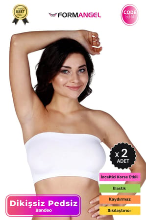 #Bandeo Seamless Toparlayıcı Kadın Basic Örme Dikişsiz Pedsiz Bandeo Büstiyer - 2 Adet