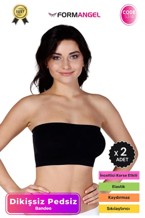 #Bandeo Seamless Toparlayıcı Kadın Basic Örme Dikişsiz Pedsiz Bandeo Büstiyer - 2 Adet
