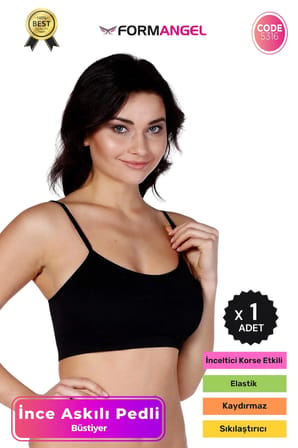 #Büstiyer Dikişsiz Seamless Kadın Esnek Yumuşak Kumaş İp İnce Askılı Pedli Spor Büstiyer - 1 Adet