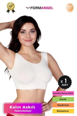#Büstiyer Dikişsiz Seamless Kadın Esnek Yumuşak Kumaş Kalın Askılı Pedsiz Spor Büstiyer - 1 Adet