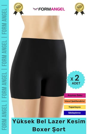 #Korse İz Göstermeyen Lazer Kesim Toparlayıcı Şekillendirici Rahat Yüksek Bel Boxer Korse - 2 Adet