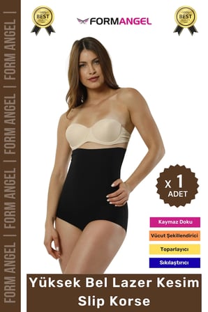 #Korse 2 Beden İncelten Lazer Kesim İz Göstermeyen Kaymaz Toparlayıcı Yüksek Bel Slip Korse - 1 Adet