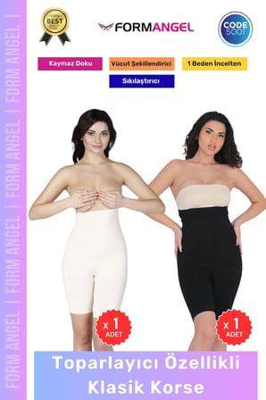 #Korse İz Göstermeyen Kaymaz Dikişsiz Vücut Şekillendiren Kalça Toparlayıcı Klasik Korse 2'li Set
