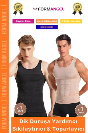 #ErkekKorse Dik Duruş Vücut Bel Göğüs Toparlayıcı Göbek Sıkılaştırıcı Erkek Korse Atlet 2'li Set