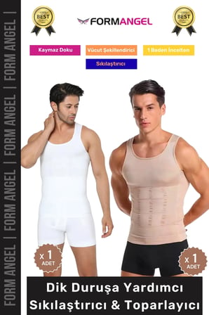 #ErkekKorse Dik Duruş Vücut Bel Göğüs Toparlayıcı Göbek Sıkılaştırıcı Erkek Korse Atlet 2'li Set