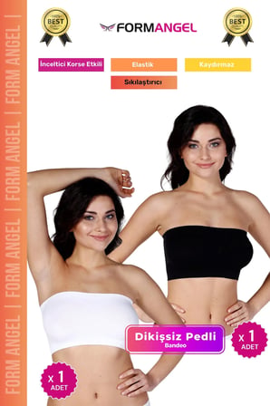 #Bandeo Seamless Toparlayıcı Kadın Basic Örme Dikişsiz Pedli Bandeo Büstiyer 2'li Set