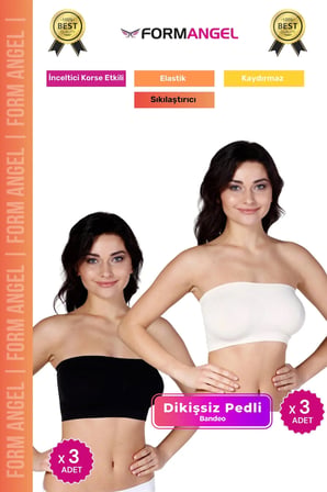 #Bandeo Seamless Toparlayıcı Kadın Basic Örme Dikişsiz Pedli Bandeo Büstiyer 6'lı Set