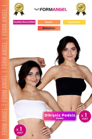#Bandeo Seamless Toparlayıcı Kadın Basic Örme Dikişsiz Pedsiz Bandeo Büstiyer 2'li Set