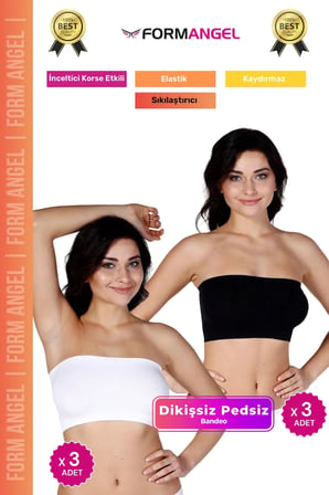 #Bandeo Seamless Toparlayıcı Kadın Basic Örme Dikişsiz Pedsiz Bandeo Büstiyer 6'lı Set