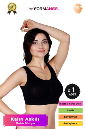 #Büstiyer Dikişsiz Seamless Kadın Esnek Yumuşak Kumaş Kalın Askılı Pedsiz Spor Büstiyer - 1 Adet