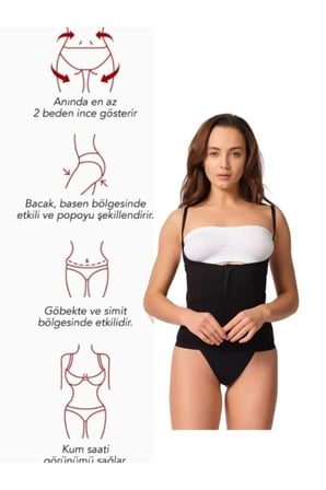 Balenli 3 Kademeli Ağraflı Şekillendirici Bel Lateks Korse Siyah