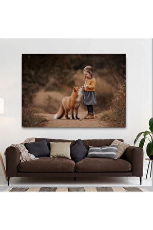 Küçük Kız Ve Tilki Dekoratif Kanvas Tablo 1147