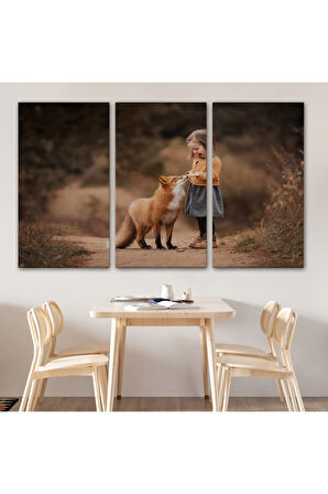 Küçük Kız Ve Tilki Dekoratif Kanvas Tablo 1147