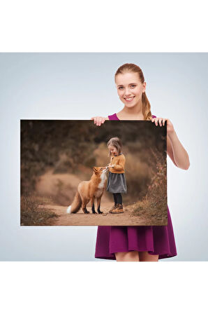 Küçük Kız Ve Tilki Dekoratif Kanvas Tablo 1147