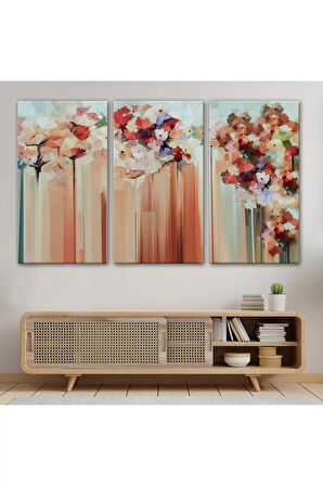 Soyut Çiçekler Yağlıboya Görünüm Dekoratif Kanvas Duvar Tablosu-3540