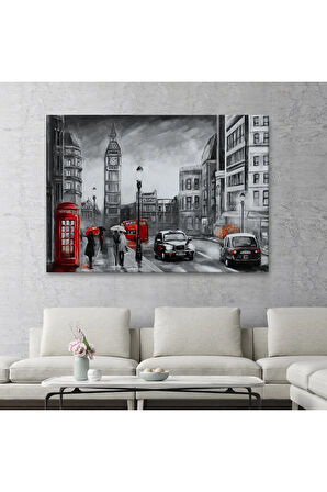 Ingiltere Londra Yağlıboya Görünüm Dekoratif Tablo-3543