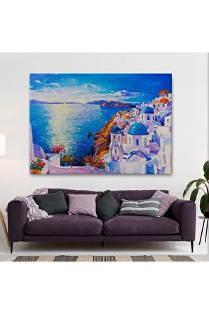 Mikanos Yunanistan Yağlıboya Görünüm Dekoratif Tablo-3572