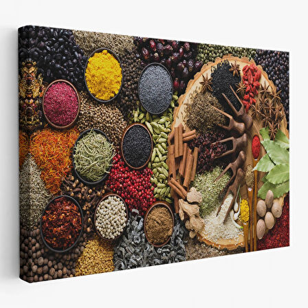 Mutfak Masasın Da  Baharatlar Dekoratif Kanvas Duvar Tablosu-3659
