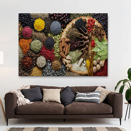 Mutfak Masasın Da  Baharatlar Dekoratif Kanvas Duvar Tablosu-3659