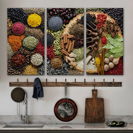 Mutfak Masasın Da  Baharatlar Dekoratif Kanvas Duvar Tablosu-3659