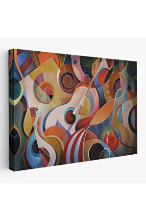 Müzik Temalı Soyut Yağlıboya Görünüm Dekoratif Kanvas Tablo-3705