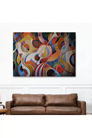 Müzik Temalı Soyut Yağlıboya Görünüm Dekoratif Kanvas Tablo-3705