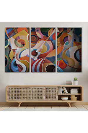 Müzik Temalı Soyut Yağlıboya Görünüm Dekoratif Kanvas Tablo-3705
