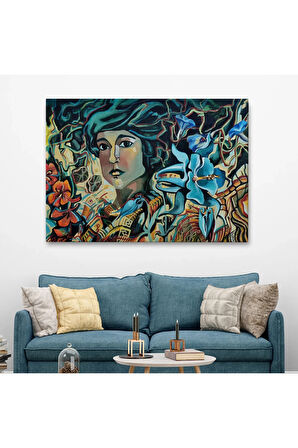 Çiçekler Arasındaki Kadın Duvar Tablosu-3729