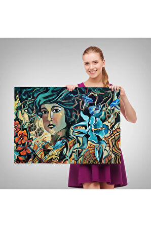 Çiçekler Arasındaki Kadın Duvar Tablosu-3729