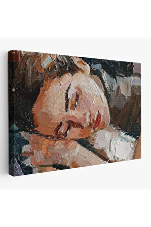 Uyuyan Güzel Kadın Yağlıboya Görünümlü Duvar Tablosu-3730