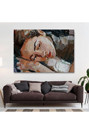 Uyuyan Güzel Kadın Yağlıboya Görünümlü Duvar Tablosu-3730