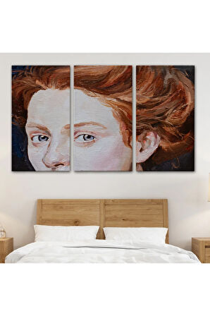 Kızıl Saçlı Kadın Yağlıboya Görünüm Dekoratif Tablo-3741